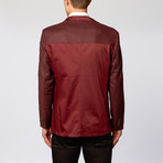 Contrast Woven Sleeve Blazer // Burgundy (L)