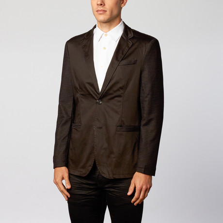 Contrast Woven Sleeve Blazer // Deep Black (S)