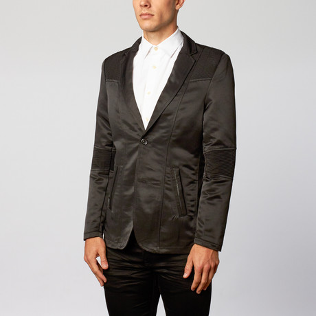 Contrast Woven Sleeve Blazer // Smooth Black (S)