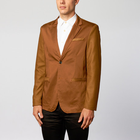 Contrast Woven Sleeve Blazer // Light Brown (S)