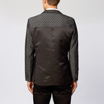 Contrast Woven Sleeve Blazer // Black + Grey (L)