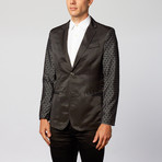 Contrast Woven Sleeve Blazer // Black + Grey (L)