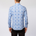 Button-Up Shirt // Large Floral Blue + White (M)