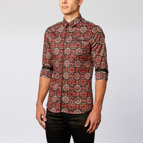 Button-Up Shirt // Large Floral Rust (S)