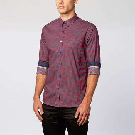 Button-Up Shirt // Blue + Burgundy (S)