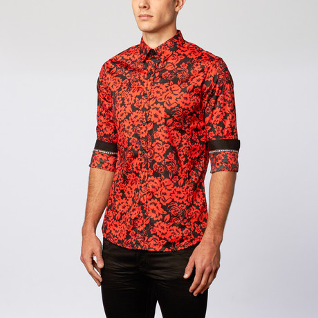 Button-Up Shirt // Red Flora (S)