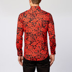 Button-Up Shirt // Red Flora (L)