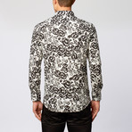 Button-Up Shirt // Black +White Flora (M)