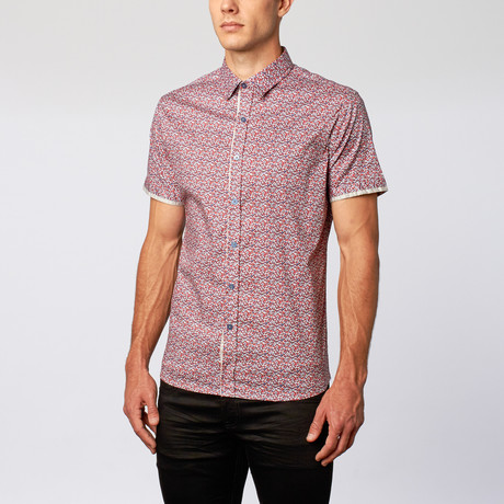 Short-Sleeve Woven Shirt // Red (S)