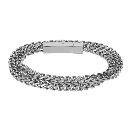 Double Row Wrap Franco Link Bracelet (Steel)