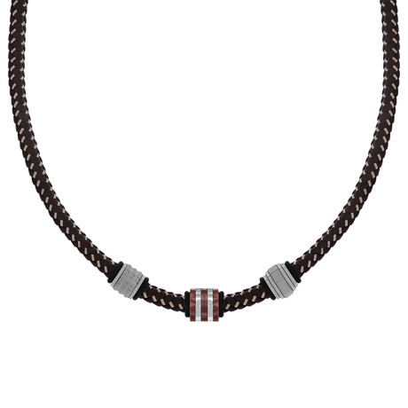 Brown Leather Steel Wire Necklace