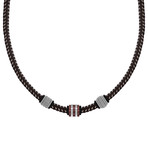 Brown Leather Steel Wire Necklace