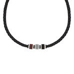 Black Leather Tri Color Necklace