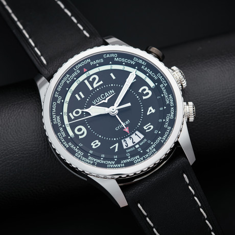 Vulcain Aviator Cricket GMT World Cities Manual Wind // 110163A07.BFC10