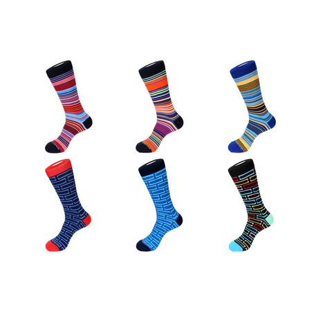 Mid-Calf Socks // Stripes + more // Pack of 6