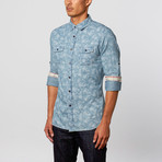 Button-Down Shirt // Light Blue Printed Denim (M)