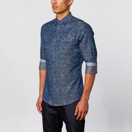 Button-Down Shirt // Denim Blue Paisley (S)