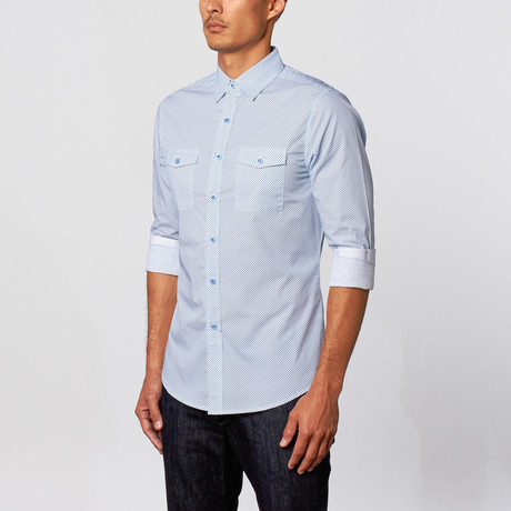 Button-Down Shirt // Blue + White Micro Dots (S)