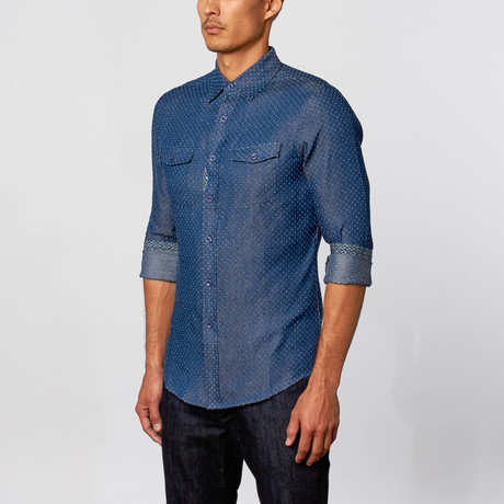 Button-Down Shirt // Perforated Denim (S)