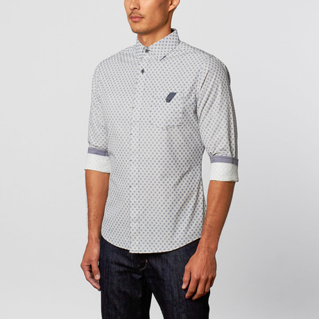 Button-Down Shirt // White + Navy Dot Fade (S)