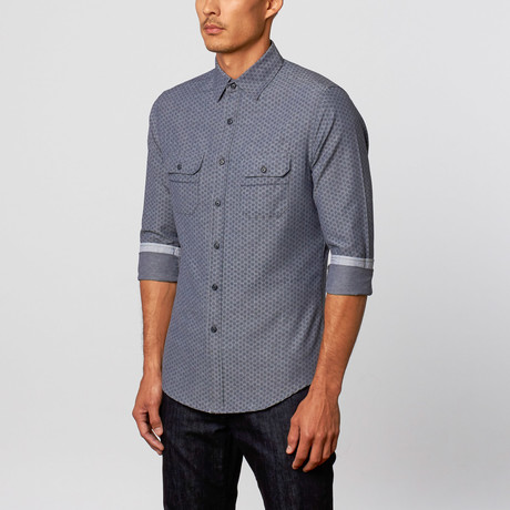 Button-Down Shirt // Blue Squares (S)