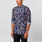 Button-Down Shirt // Navy Floral Stamp (S)