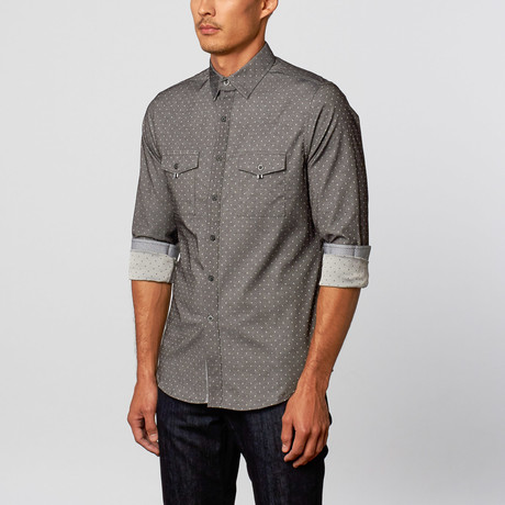 Button-Down Shirt // Grey + White Dots (S)