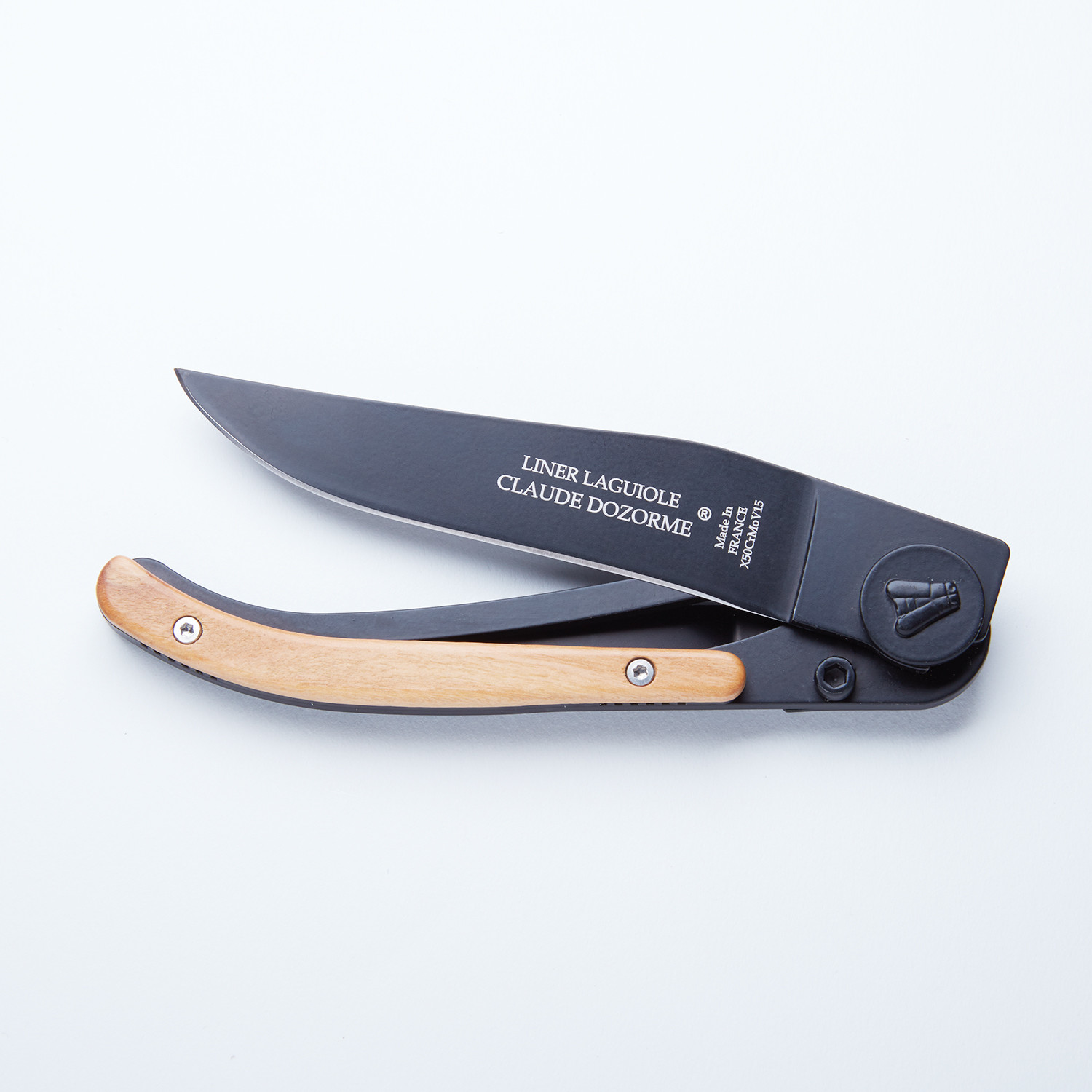 Laguiole Liner Lock Pocket Knife // Black + Olive Wood Claude Dozorme