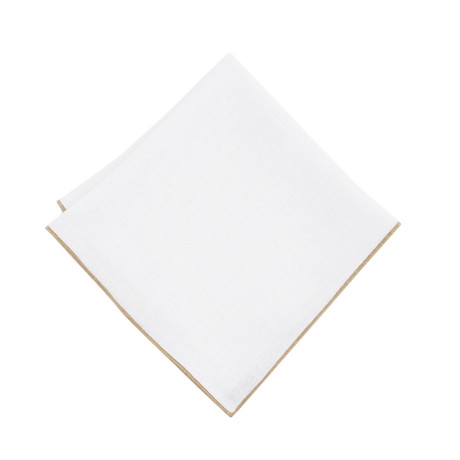 Pocket Square // White + Tan