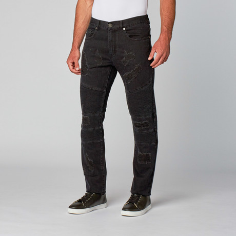 Reason // Spring Banks Moto Denim // Black (32WX32L)