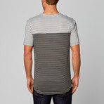 Split Scallop Tee // Black + White Stripe (L)