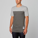 Split Scallop Tee // Black + White Stripe (L)