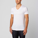 Silk & Cashmere // Jen V-Neck Short-Sleeve Basic T-Shirt // White (S)
