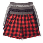 Woven Boxer // Red // Pack of 3 (L)