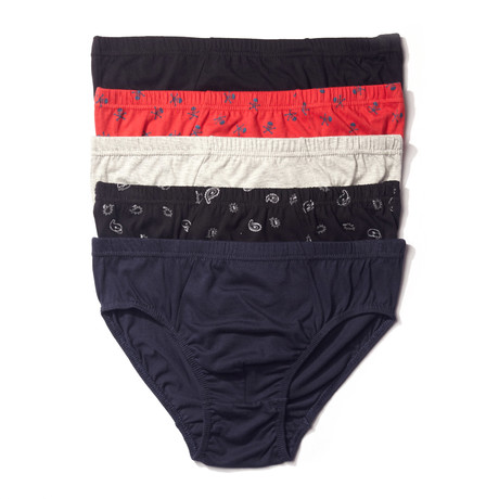 Low-Rise Brief // Navy + Black + Red // Pack of 5 (S)