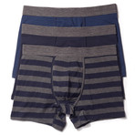 Boxer Brief // Blue + Charcoal Stripe // Pack of 3 (L)