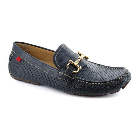 Park Ave Perforated Grainy Driver // Navy (UK: 7)