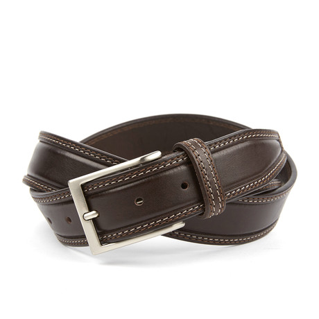 Godwin Top Stitch Belt // Dark Brown (44)