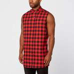 Goldmyne // Mark Sleeveless Button-Down // Red (L)