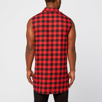 Goldmyne // Mark Sleeveless Button-Down // Red (L)