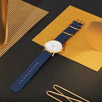 Classic Collection // White Marble Dial Quartz // Navy Strap