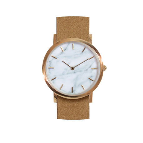 Classic Collection // White Marble Dial Quartz // Tan Strap