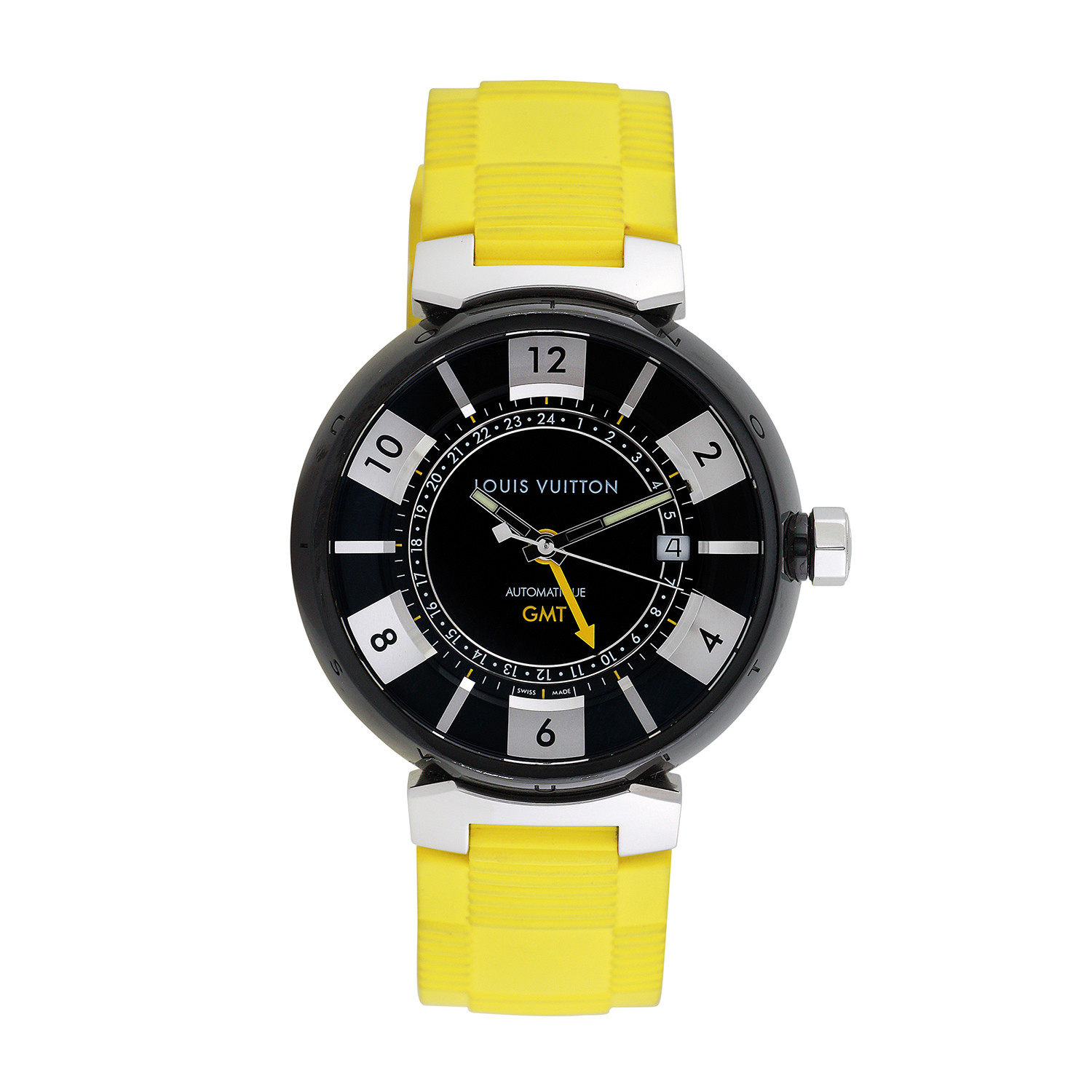 Watches: modern - LOUIS VUITTON Tambour In Black GMT Q113K