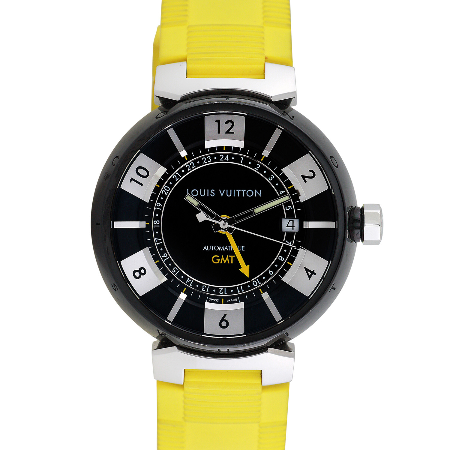 Louis Vuitton 41.5mm Tambour in Black Digital Analogic Watch