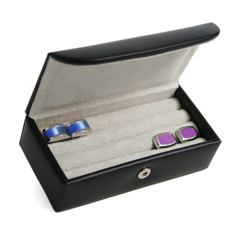 Suede Lined Cufflink Storage Box // 4 Pairs