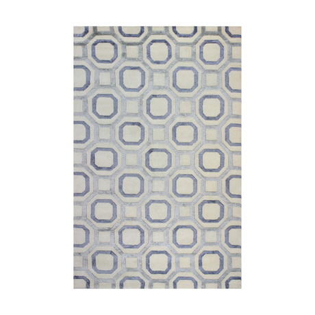 Octagon // Ivory + Blue Rug (2'6"L x 8'W)