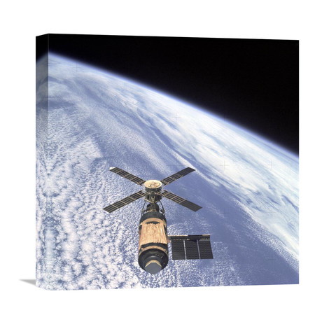 Skylab Orbital Workshop from Skylab 4 CSM // 1974 (18"W x 18"H x 1.5"D)