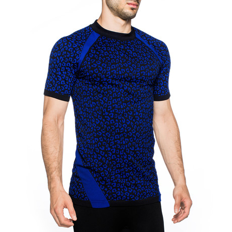 Leopard Running Tee // Blue + Black (S)