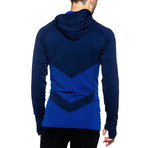 Hooded Chevron Zip-Up // Blue + Imperial Blue (L)