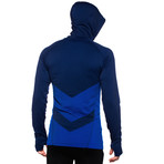 Hooded Chevron Zip-Up // Blue + Imperial Blue (L)